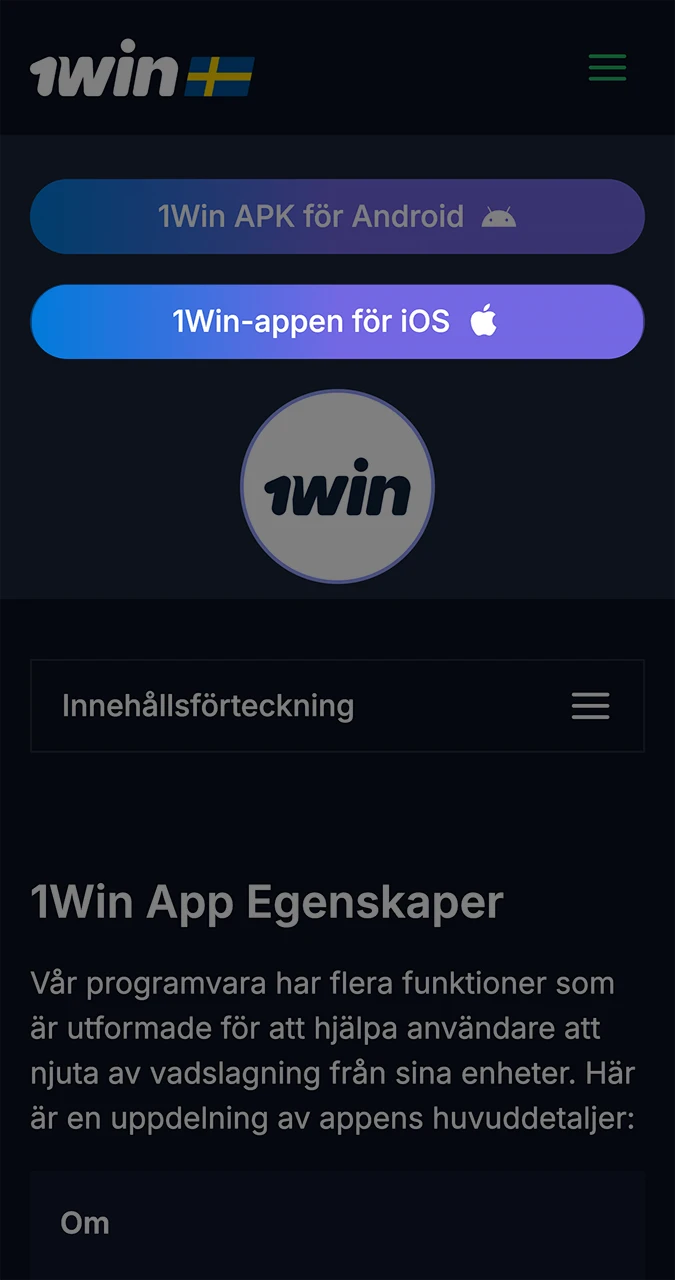 Use the iOS icon button to quickly access the 1Win app.