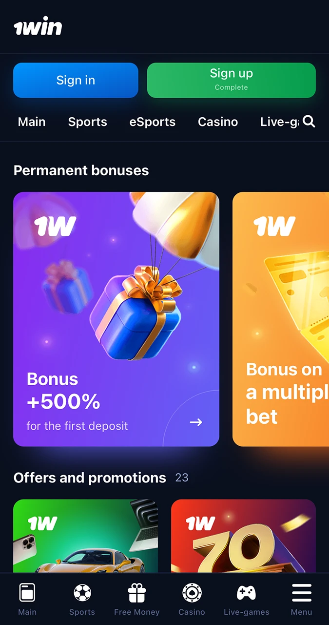 Bonuses from 1Win Casino.