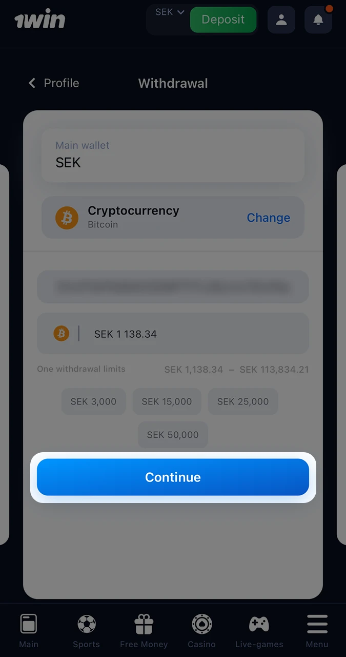 Complete your withdrawal from 1Win and within moments your money will be in your account.
